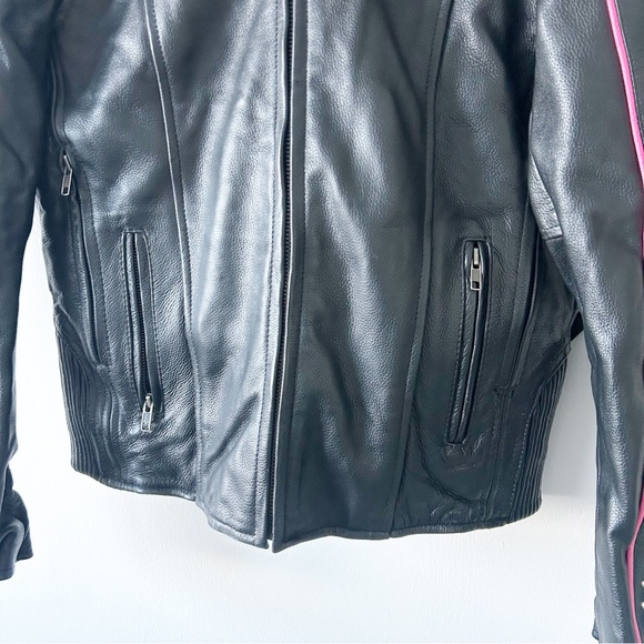Vintage Renegade Classics Leather Hot Pink Wings Black Biker Moto Jacket Small - Picture 5 of 16